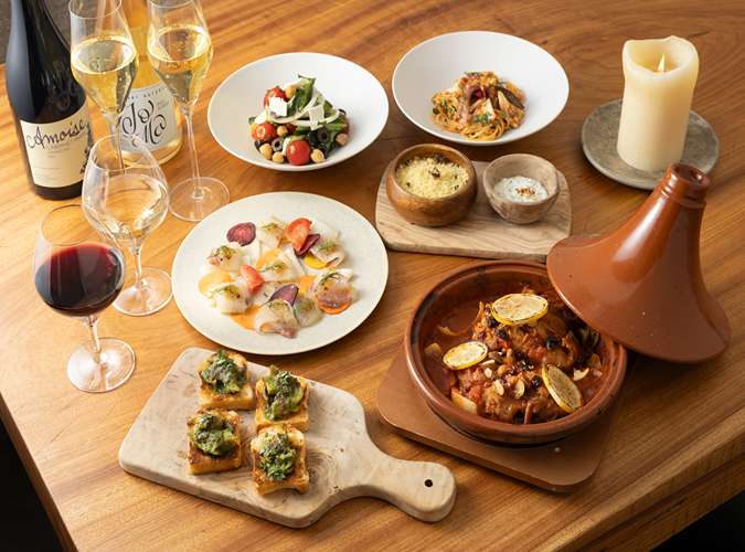 【忘年会や歓送迎会に！】茶美豚のグリルやスズキのパン粉焼きのWメインに季節野菜のパスタを含む全10品（120分飲み放題付）Botanicoプラン