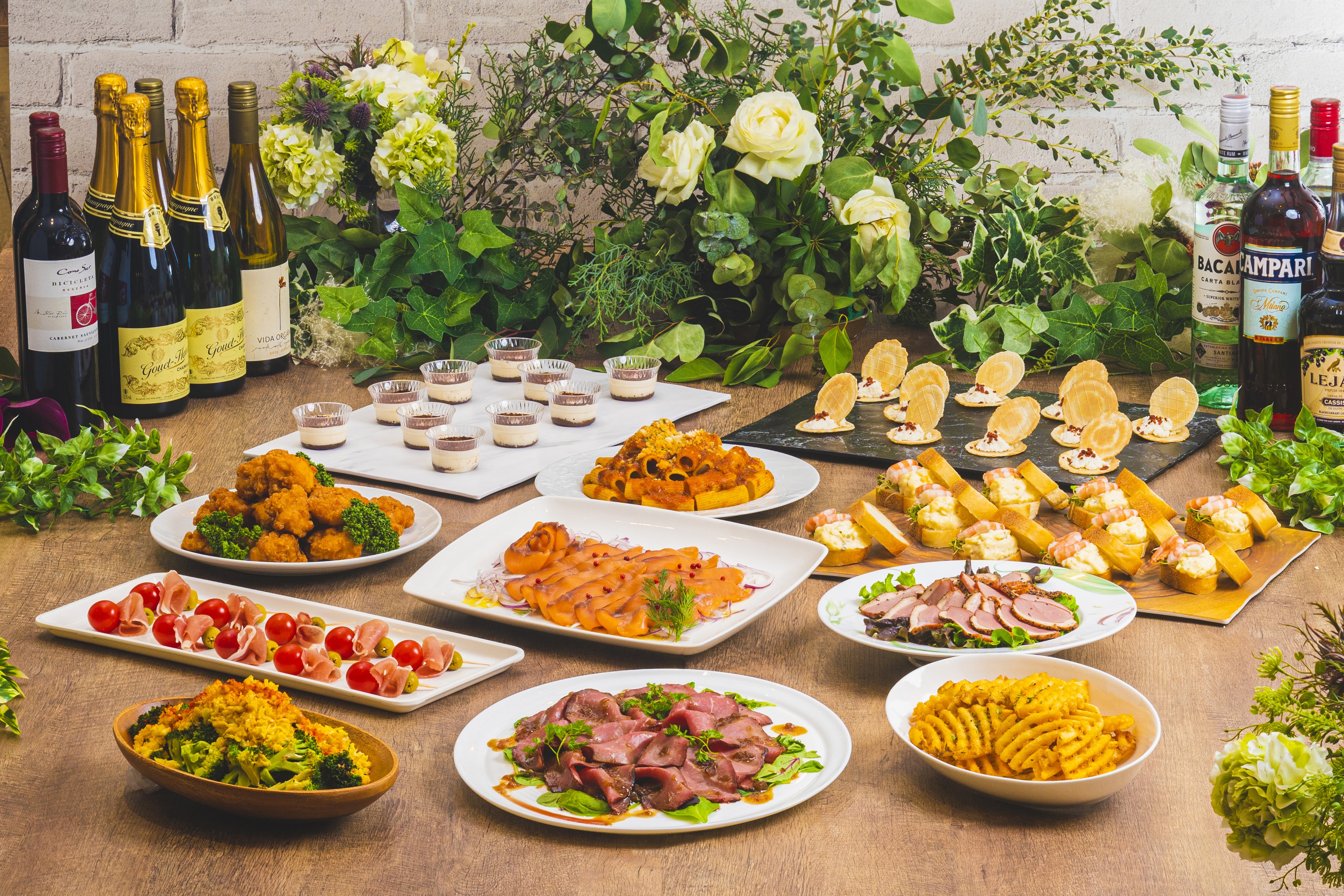 金土日祝【2時間飲み放題】プレミアムプラン＜11品＞会場3時間込 最低保証金額:198,000円(税込)～