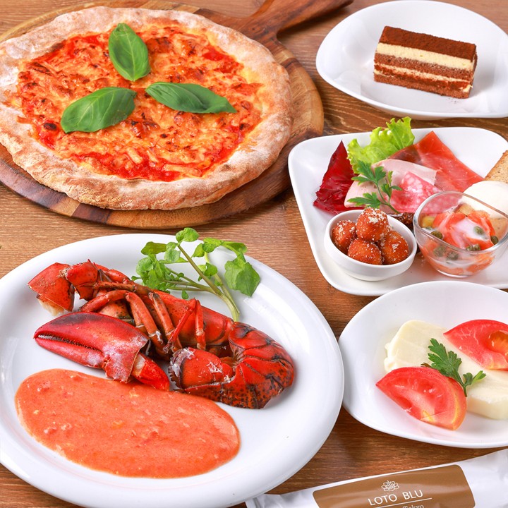 【2時間飲み放題付】Cコース◎『自家製ローストビーフ』と『オマール海老のオーブン焼き』が楽しめる!本格釜で焼くピッツァとパスタが両方楽しめます！