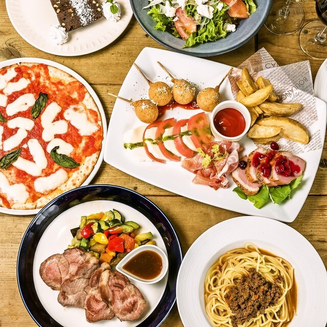【自家製リコッタチーズや大人気ピザなど】全6品＋2時間飲み放題付きの満足プラン