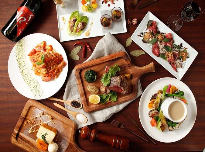 ビュッフェスタイル12品デザート付き・スパークリングワイン飲み放題つき