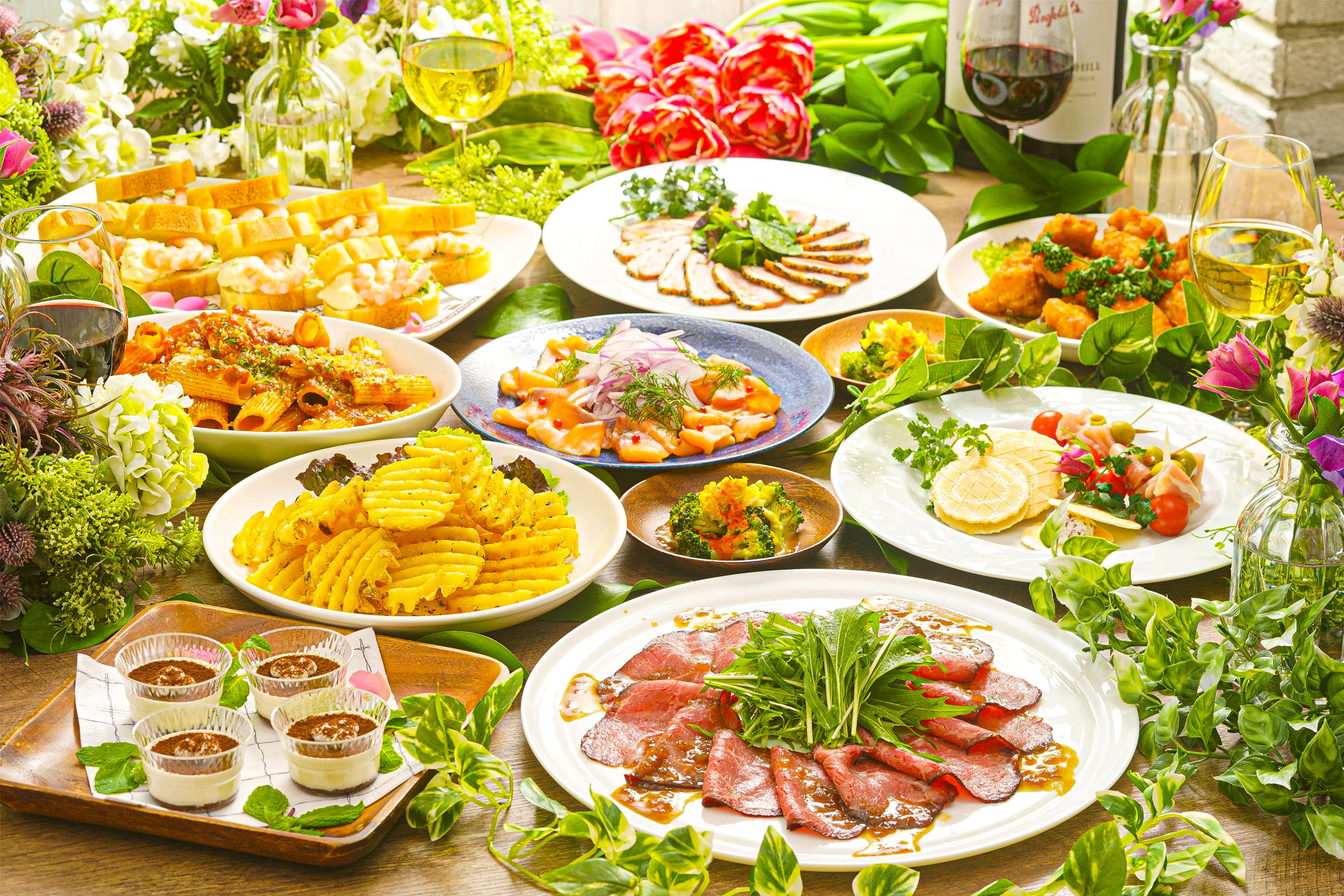 月〜木曜【2時間飲み放題】プレミアムプラン＜11品＞会場3時間込 最低保証金額:220,000円(税込)～