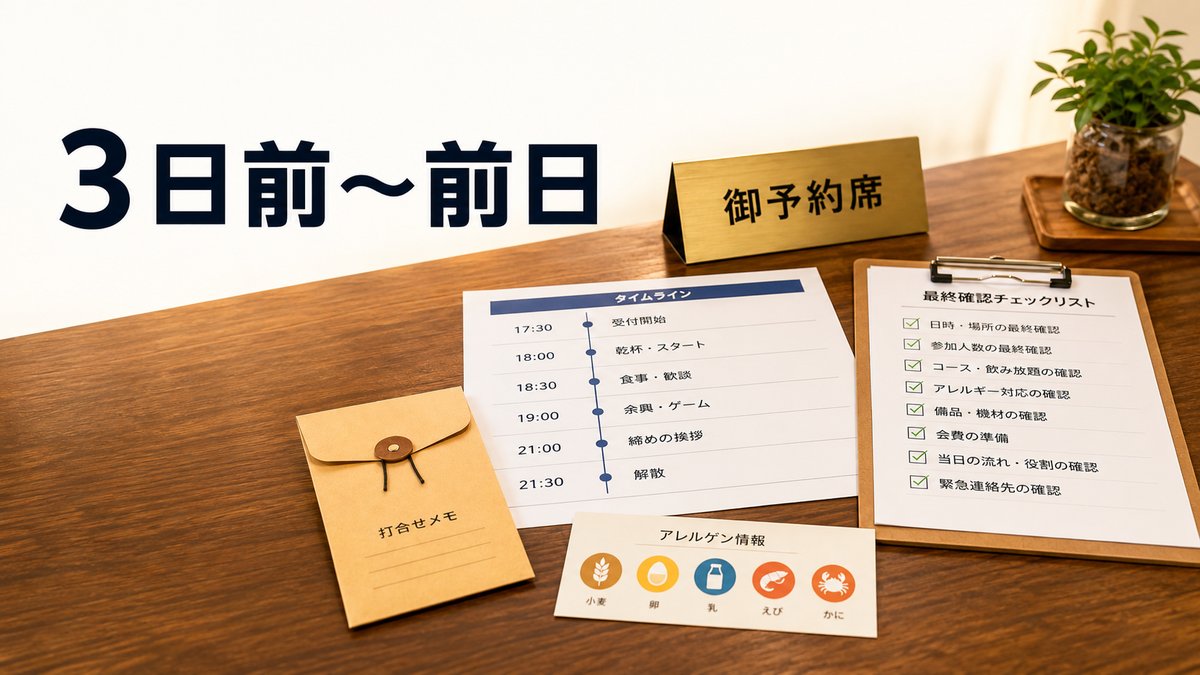 飲み会3日前〜前日の最終確認